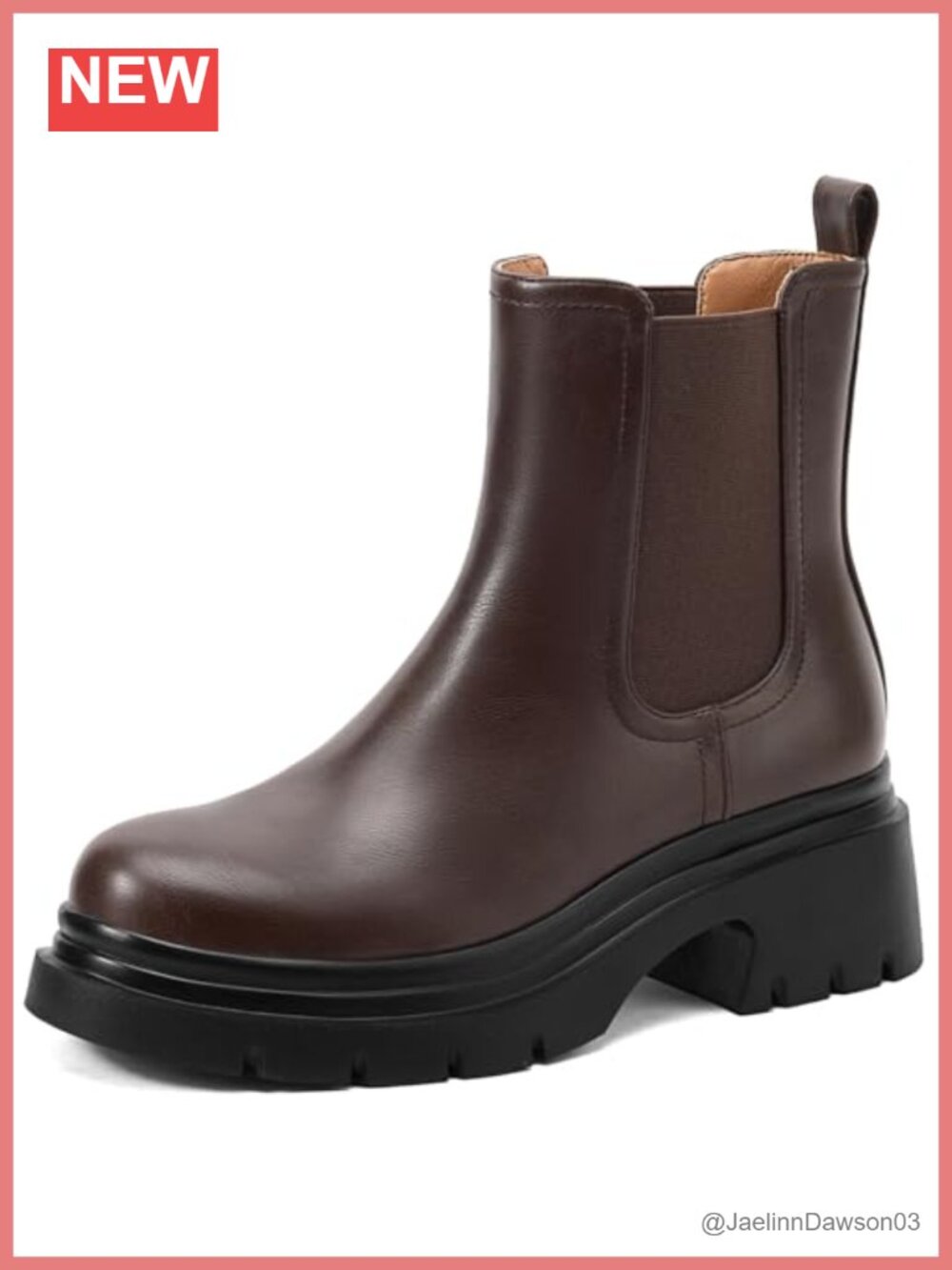 Faux Leather Chelsea Boots, Slip On Chunky Heel Platform Ankle Booties Round Toe